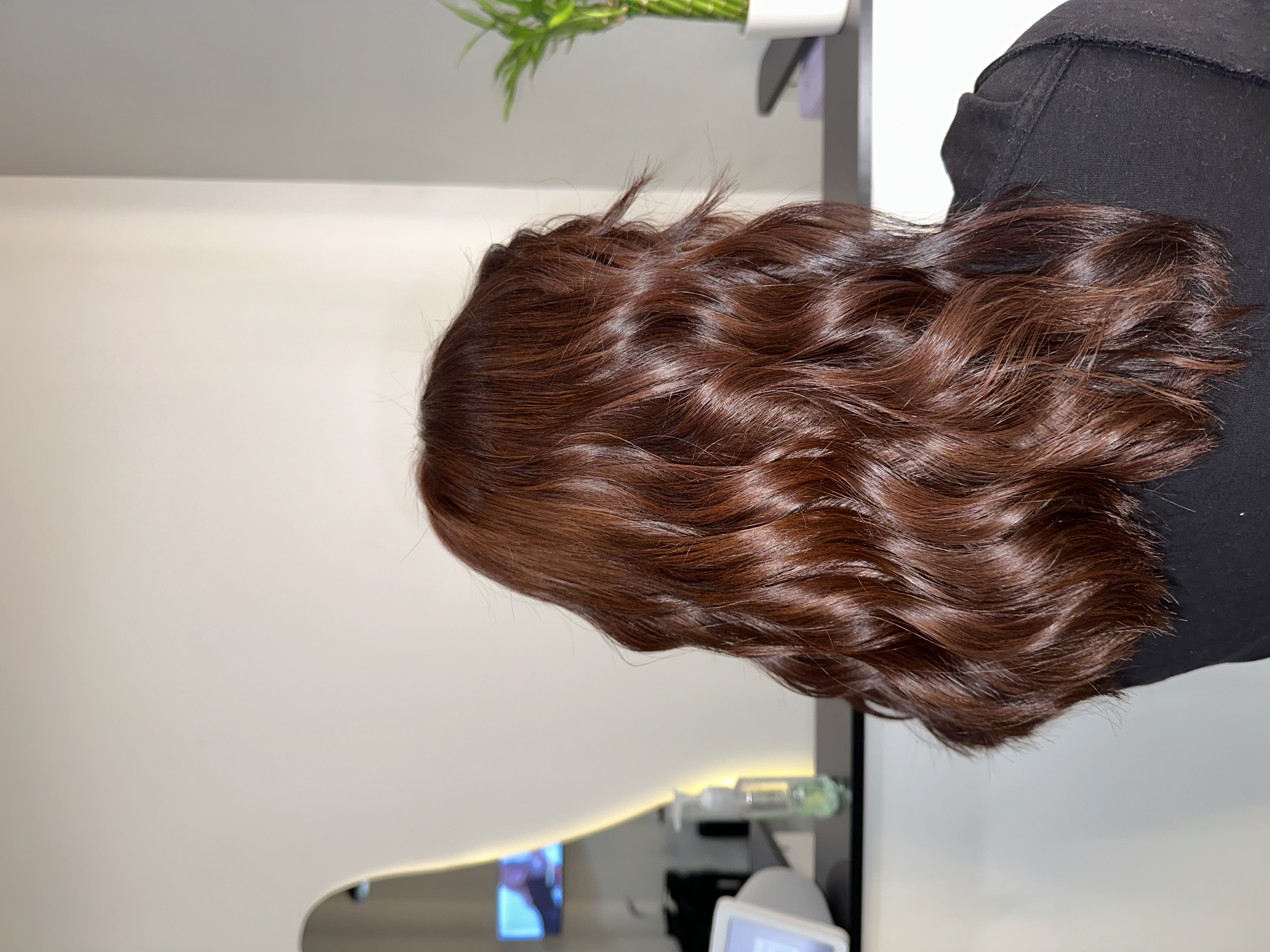 Soft brunette waves at Glow Up Hair Studio