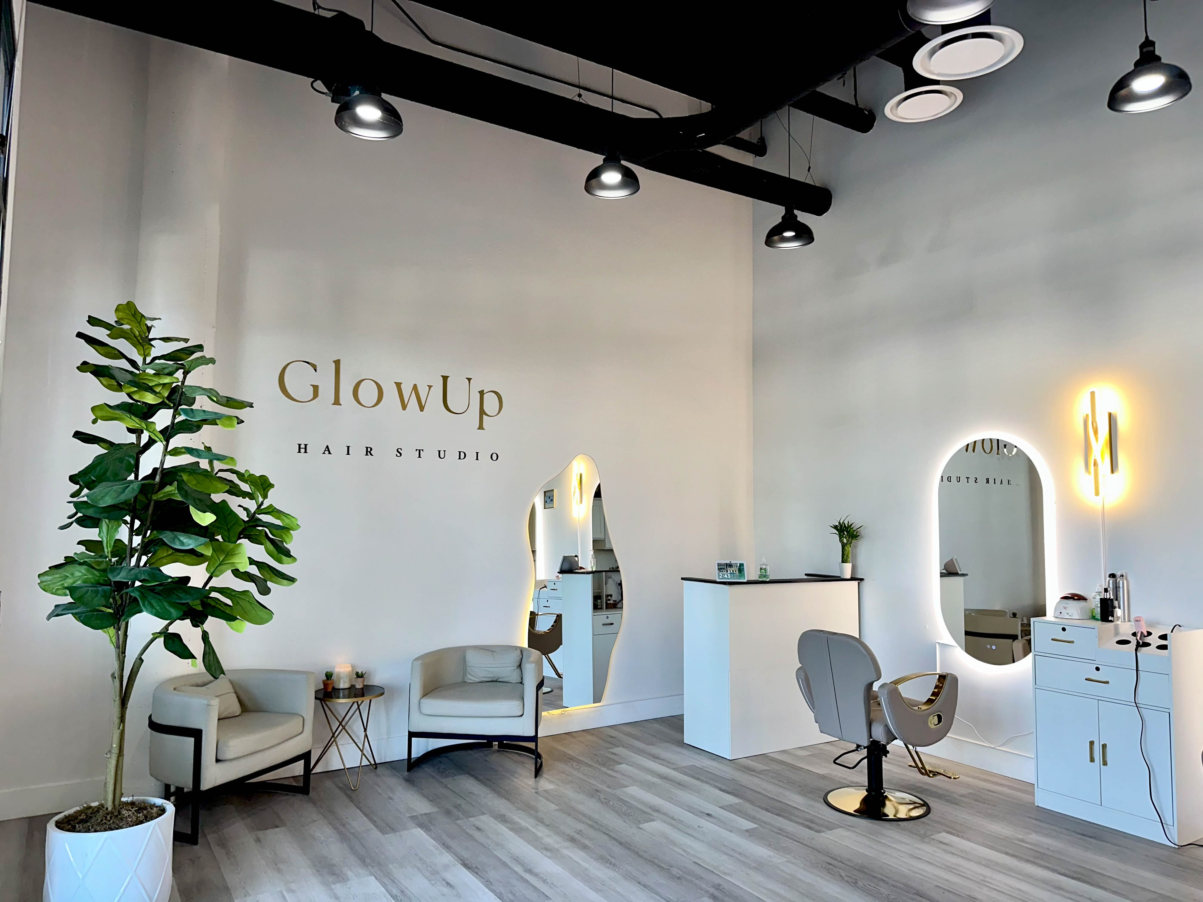Glow Up Hair Studio waiting area